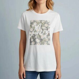 Aeropostale Classic Short Sleeve White Floral Large Graphic Shirt